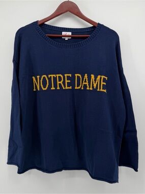 Pink Pineapple Notre Dame Navy Yellow Slouchy Knit Oversized Sweater‎ Size M